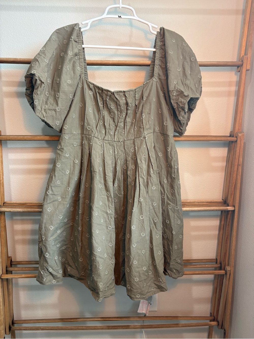 And Now This olive green babydoll dress size large